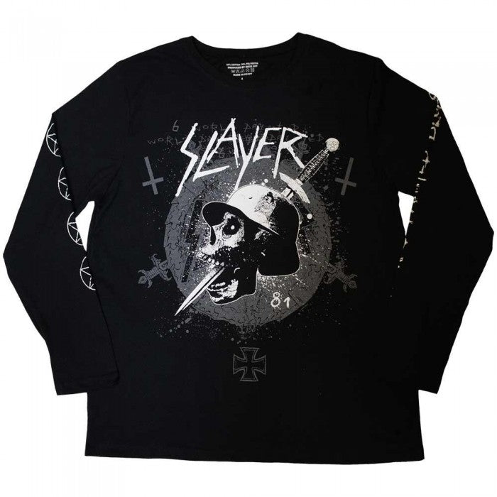 Front - Slayer Unisex Adult Dagger Skull Long-Sleeved T-Shirt