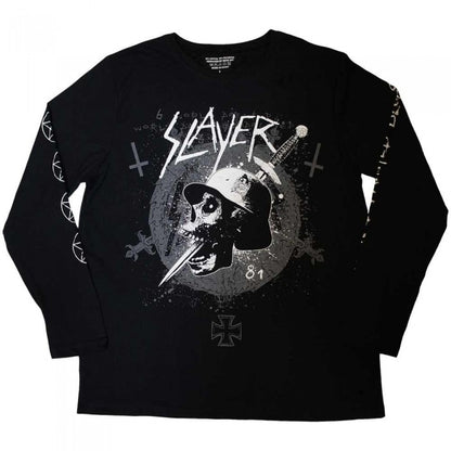 Front - Slayer Unisex Adult Dagger Skull Long-Sleeved T-Shirt