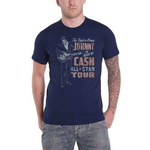 Front - Johnny Cash Unisex Adult All Star Tour T-Shirt