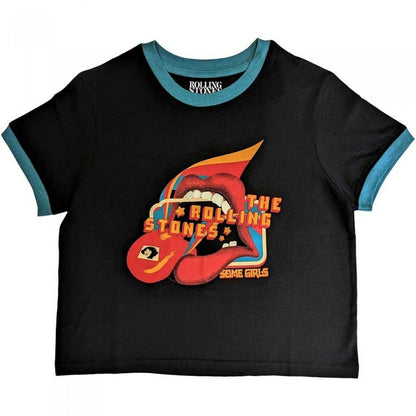 Front - The Rolling Stones Unisex Adult Some Girls Lick Ringer Crop Top