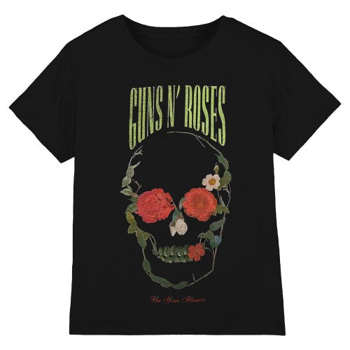 Front - Guns N Roses Unisex Adult Rose Skull T-Shirt