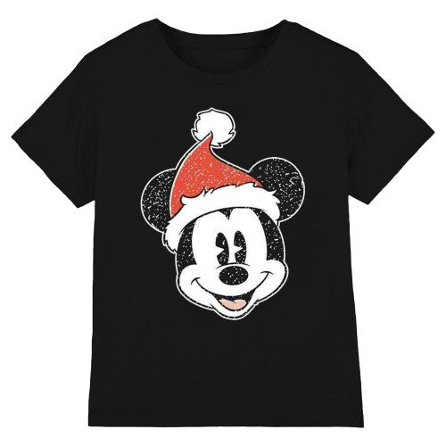 Front - Disney Unisex Adult Mickey Mouse Santa Hat T-Shirt