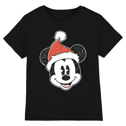 Front - Disney Unisex Adult Mickey Mouse Santa Hat T-Shirt