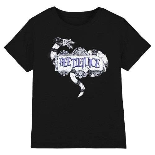 Front - Beetlejuice Unisex Adult Snake Badge T-Shirt