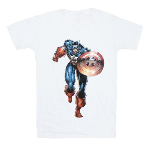 Front - Captain America Unisex Adult Running T-Shirt