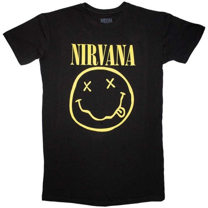 Front - Nirvana Womens/Ladies Yellow Happy Face T-Shirt