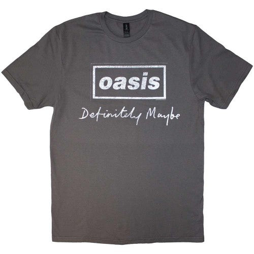 Front - Oasis Unisex Adult Definitely Maybe Text Logo Distressed T-Shirt