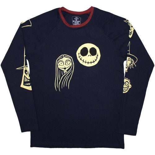 Front - The Nightmare Before Christmas Unisex Adult Faces Long-Sleeved T-Shirt