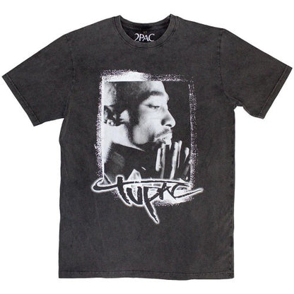 Front - Tupac Shakur Unisex Adult Spray Photo Stone Wash T-Shirt