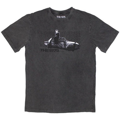 Front - The 1975 Unisex Adult Car Photo Stone Wash T-Shirt