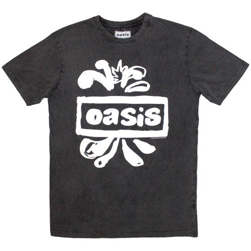 Front - Oasis Unisex Adult Logo Splat Stone Wash T-Shirt