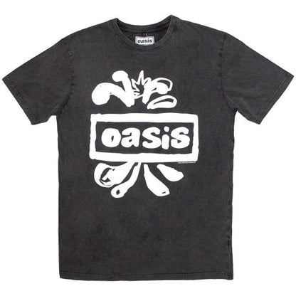 Front - Oasis Unisex Adult Logo Splat Stone Wash T-Shirt