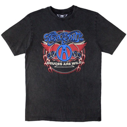 Front - Aerosmith Unisex Adult Rainbow Spade Stone Wash T-Shirt
