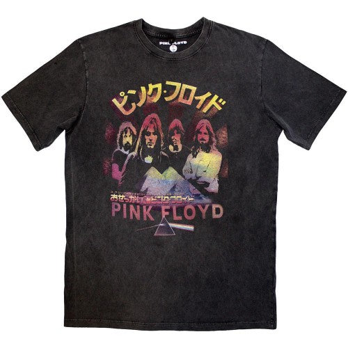 Front - Pink Floyd Unisex Adult Japanese Poster Stone Wash T-Shirt
