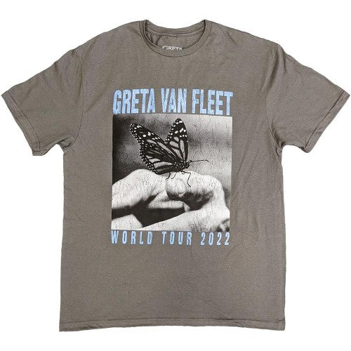 Front - Greta Van Fleet Unisex Adult World Tour Butterfly T-Shirt