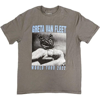 Front - Greta Van Fleet Unisex Adult World Tour Butterfly T-Shirt