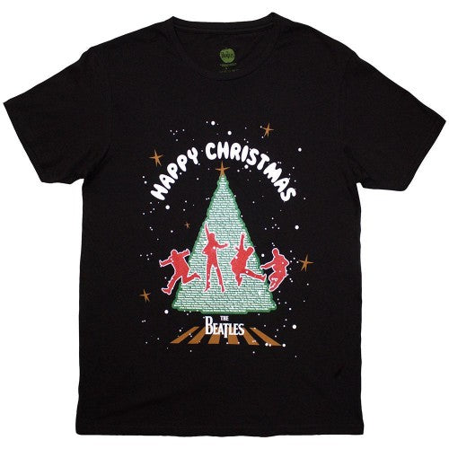 Front - The Beatles Unisex Adult Christmas Tree T-Shirt