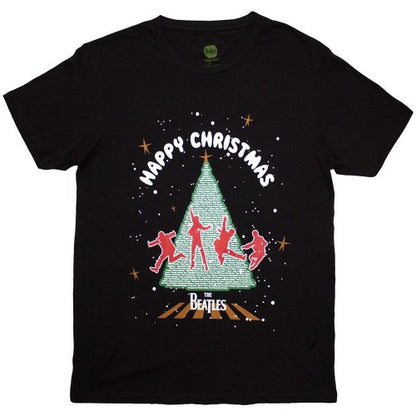 Front - The Beatles Unisex Adult Christmas Tree T-Shirt