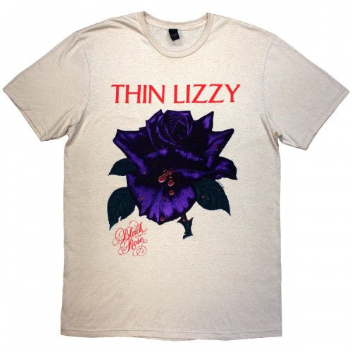 Front - Thin Lizzy Unisex Adult Black Rose Track List T-Shirt