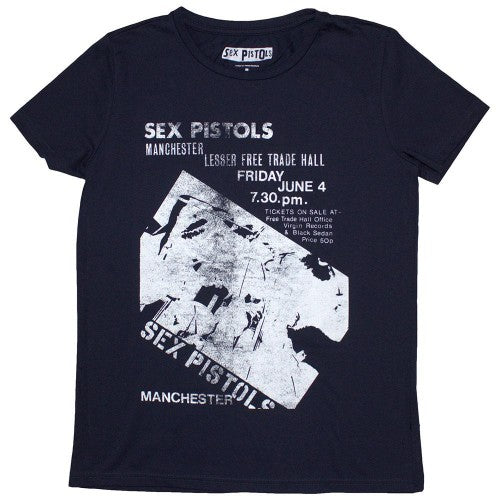 Front - Sex Pistols Womens/Ladies Manchester Flyer T-Shirt
