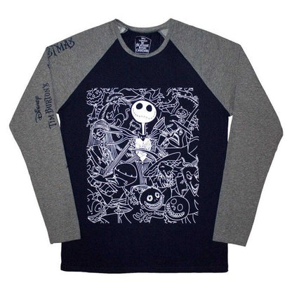 Front - Nightmare Before Christmas Unisex Adult Jack Crowd Long-Sleeved T-Shirt