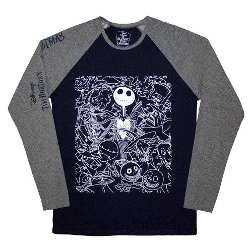 Front - Nightmare Before Christmas Unisex Adult Jack Crowd Long-Sleeved T-Shirt