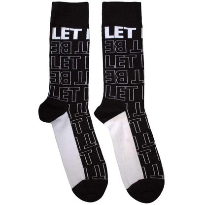 Front - The Beatles Unisex Adult Let It Be Text Outlines Repeat Socks