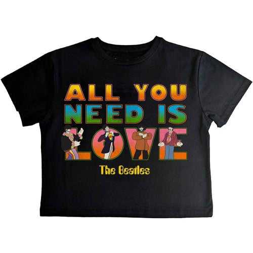 Front - The Beatles Womens/Ladies Yellow Submarine AYNIL Stacked Crop Top