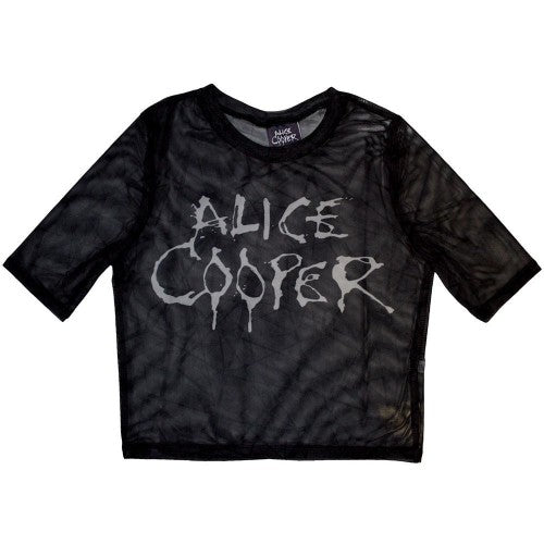 Front - Alice Cooper Womens/Ladies Dripping Logo Mesh Crop Top