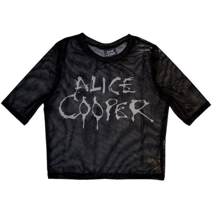 Front - Alice Cooper Womens/Ladies Dripping Logo Mesh Crop Top