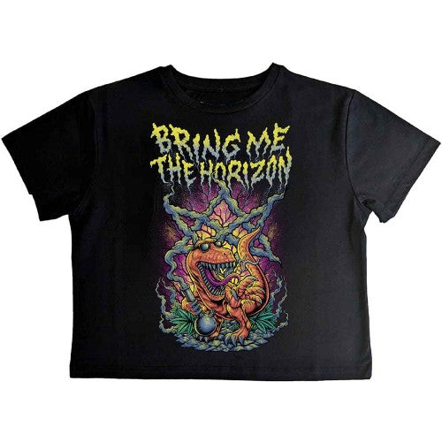 Front - Bring Me The Horizon Womens/Ladies Smoking Dinosaur Crop Top