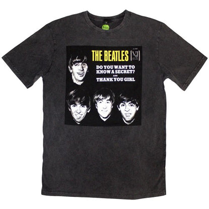 Front - The Beatles Unisex Adult VJ Secret Sleeve Stone Wash T-Shirt