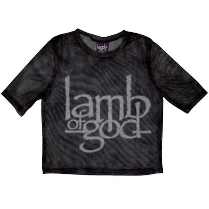 Front - Lamb Of God Womens/Ladies Logo Mesh Crop Top