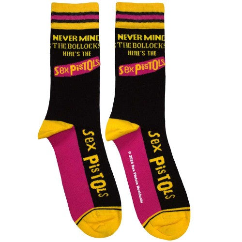 Front - Sex Pistols Unisex Adult Never Mind The Bollocks Striped Socks