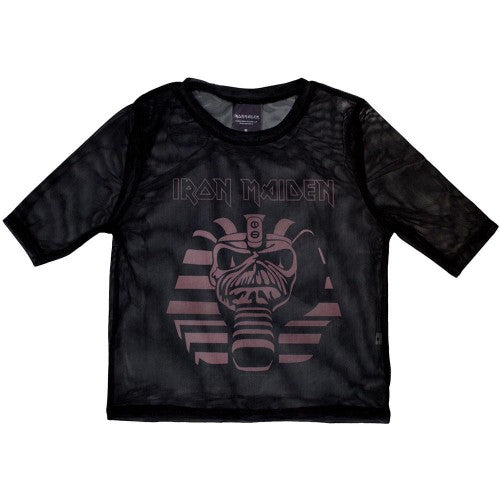 Front - Iron Maiden Womens/Ladies Powerslave Mummy Mesh Crop Top