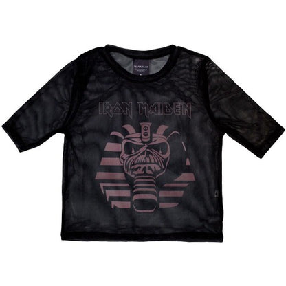 Front - Iron Maiden Womens/Ladies Powerslave Mummy Mesh Crop Top