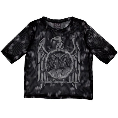 Front - Slayer Womens/Ladies Mono Eagle Mesh Crop Top