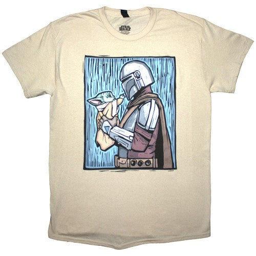 Front - Star Wars Unisex Adult The Mandalorian Holding Grogu T-Shirt