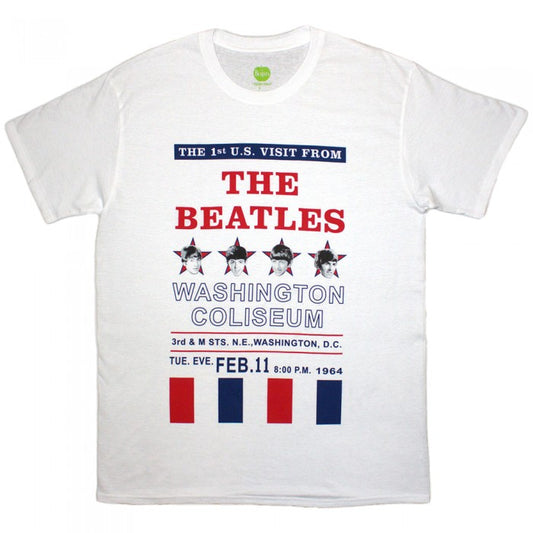 Front - The Beatles Unisex Adult Washington Coliseum 64 Stars & Stripes T-Shirt