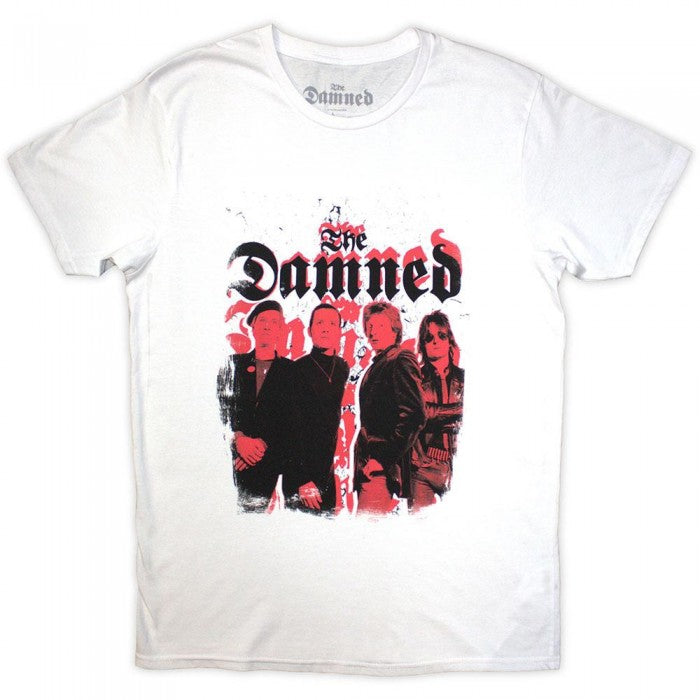 Front - The Damned Unisex Adult Photograph Repeat Logo T-Shirt