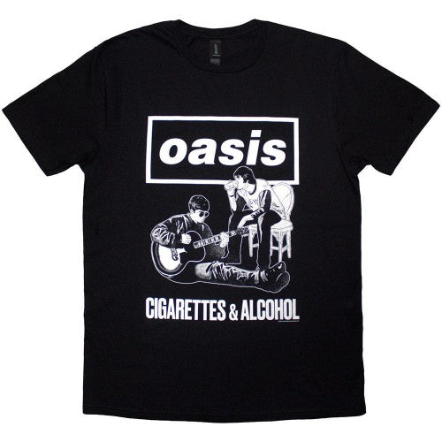 Front - Oasis Unisex Adult Cigarettes & Alcohol Illustration T-Shirt
