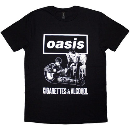 Front - Oasis Unisex Adult Cigarettes & Alcohol Illustration T-Shirt