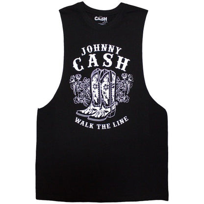 Front - Johnny Cash Unisex Adult Walk The Line Boots Vest Top