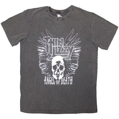 Front - Thin Lizzy Unisex Adult Angel of Death Stone Wash T-Shirt