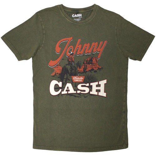 Front - Johnny Cash Unisex Adult Desert Cowboy Stone Wash T-Shirt