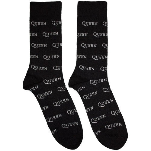 Front - Queen Unisex Adult Repeat Logo Socks