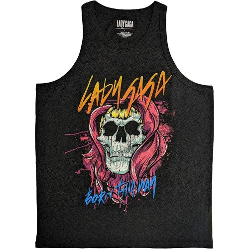 Front - Lady Gaga Unisex Adult Born This Way Skull Tank Top