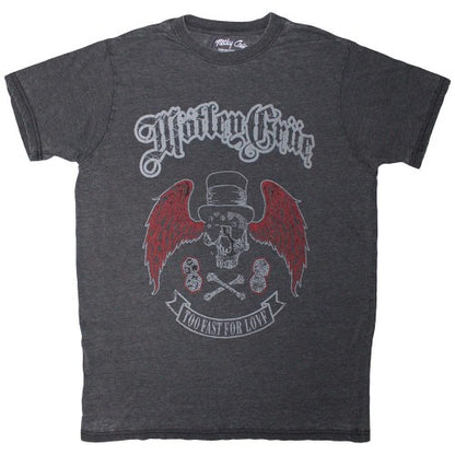 Front - Motley Crue Unisex Adult Too Fast For Love Skull & Wings Washed T-Shirt