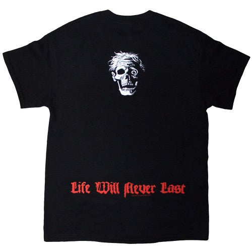 Front - Death Unisex Adult Life Will Never Last Back Print T-Shirt
