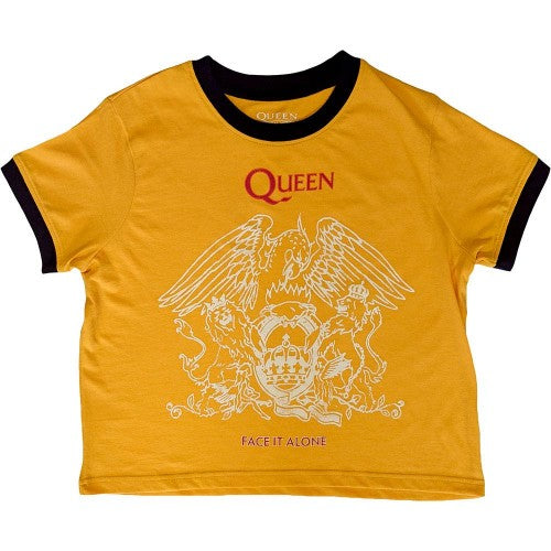 Front - Queen Womens/Ladies Face It Alone Crest Crop Top